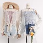 Lightweight Open-front Eyelet-lace Cardigan