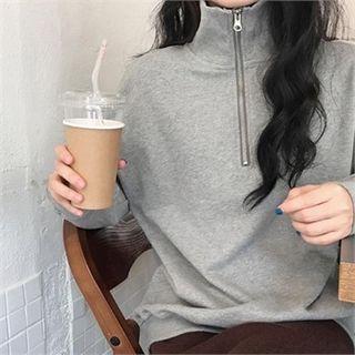 High-neck Zip-detail Sweatshirt