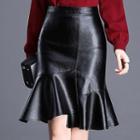 Faux Leather Mermaid Fitted Skirt