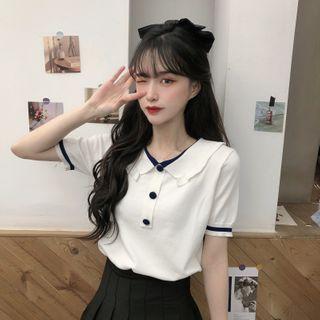 Short-sleeve Ruffled Polo Shirt