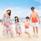 Family Matching Sleeveless Beach Dress / Short-sleeve T-shirt / Shorts