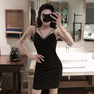 Cut-out Spaghetti Strap Mini Sheath Dress