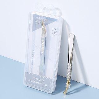 Stainless Steel Eyebrow Tweezers A211 - 1 Pc - Gold & Silver - One Size