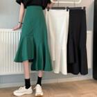 High-waist Asymmetric Plain Mermaid Skirt