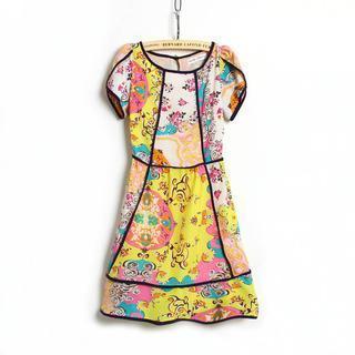 Piped Printed Chiffon Dress