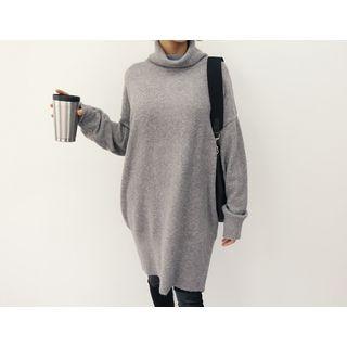 Cowl-neck Drop-shoulder Sweater Dress