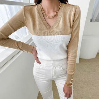 Epaulet Color-block Knit Top