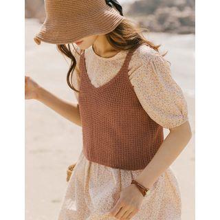 Waffle-knit Cropped Vest