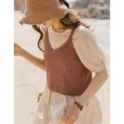 Waffle-knit Cropped Vest