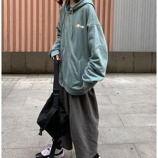 Lettering Hooded Zip Sweatshirt As Shown In Figure - One Size
