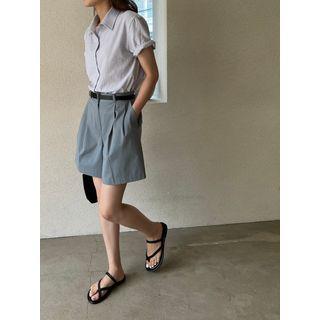 High-rise Pleated Wide-leg Shorts