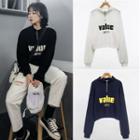 Lettering Half-zip Pullover / Plain Hoodie / Zip Jacket