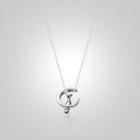 925 Sterling Silver Crescent Cat Necklace Silver - One Size