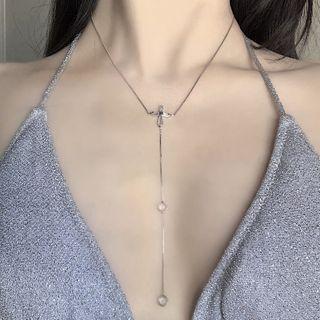 Rhinestone Cross Pendant Y Necklace As Shown In Figure - One Size
