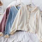 Lace-trim Button-down Knit Top