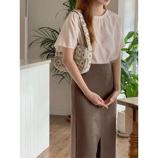 Shirred-trim Tie-back Top