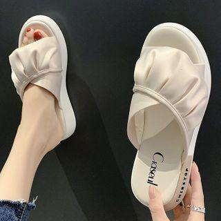 Platform Shirred Slide Sandals