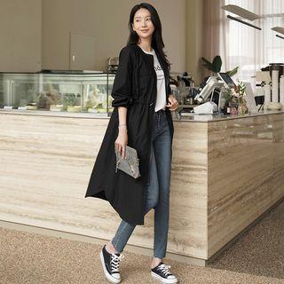 Round-neck Flap-pocket Safari Coat