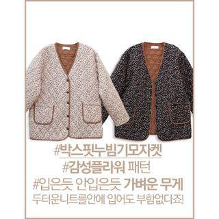 Buttoned Quilted Floral Jacket