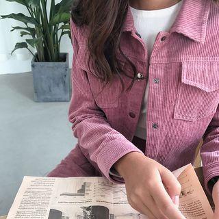 Corduroy Buttoned Jacket / A-line Skirt