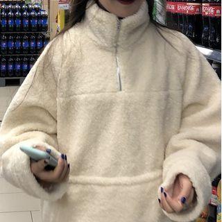 Half-zip Fleece Sweatshirt Milky Almond - One Size
