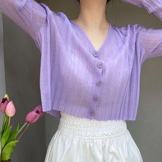 V-neck Sheer Knit Cardigan