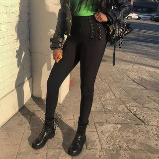 Lace-up Leggings Black - One Size