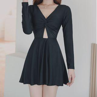 Long-sleeve Plain Swimdress