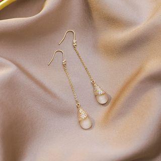 Rhinestone Cat Eye Stone Drop Earring 1 Pair - As Shown In Figure - One Size