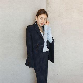 Set: Check Double-breasted Blazer + Pants