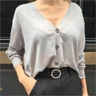 Drop-shoulder Sheer Cardigan