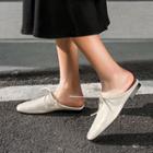 Genuine Leather Ribbon Accent Mules