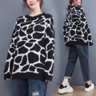 Two-tone Patterned Sweater Black - One Size