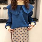 Set: Mock Turtleneck Pullover + Midi A-line Dotted Skirt