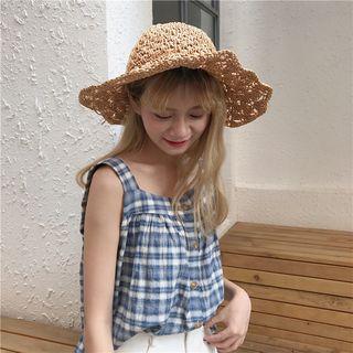 Sleeveless Buttoned Plaid Top