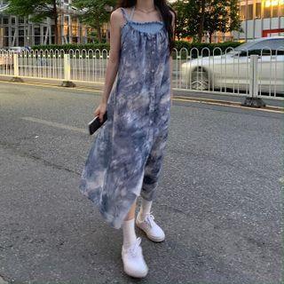 Spaghetti Strap Tie-dyed Midi Dress As Shown In Figure - One Size