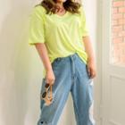 Plus Size U-neck Short-sleeve T-shirt