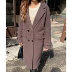 Wool Blend Double-breasted Coat Brown - One Size