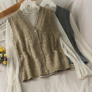 Set: Lace Top + Knit Vest