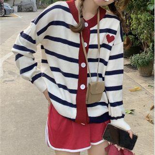 Color Panel Striped Cardigan