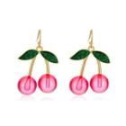 Cherry Faux Crystal Alloy Dangle Earring 01 - 1 Pair - 8094 - Pink - One Size