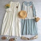 Long-sleeve Peter Pan-collar Embroidered Floral Panel Lace Dress