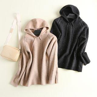 Hooded Melange Sweater Khaki - One Size