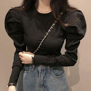 Crew-neck Puff Sleeve Top
