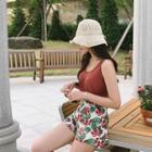Zip-side Floral-pattern Shorts