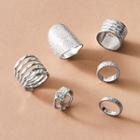 Set Of 6: Alloy Ring (various Designs) Set Of 6 - 10022 - Silver - One Size