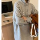 Lettering Midi Shift Hoodie Dress Gray - One Size
