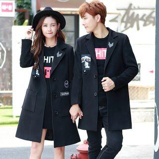 Couple Matching Applique Single-breasted Coat