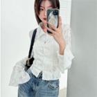 Long-sleeve Rose Button-up Slim-fit Top