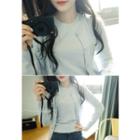 Set: Dual-pocket Cardigan + Short-sleeve Knit Top